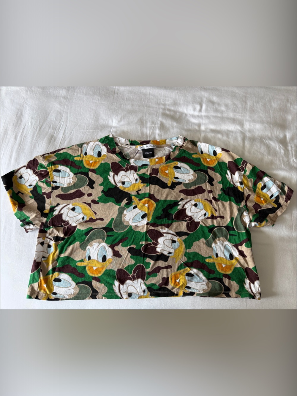Disney Donald Duck Camo Tee — Green Tan Brown Yellow